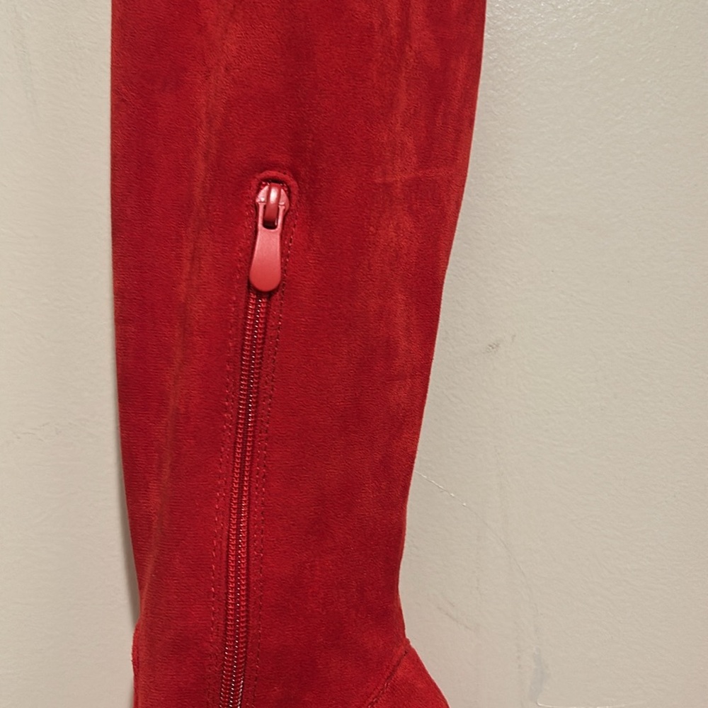 Dream Pairs Red Over the Knee Boots with Block Heel - Picture 3 of 10